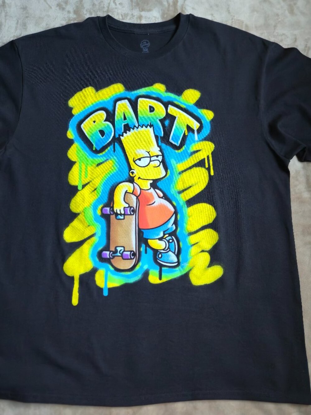 NWOT The Simpsons Bart Simpson Skateboard Graffiti Graphic T-Shirt Black Mens XL